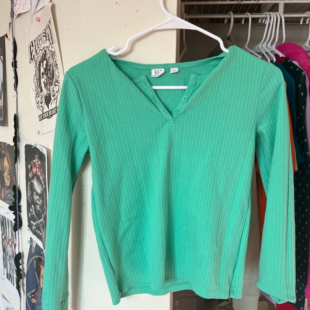 GAP Jade Green Buttoned Henley